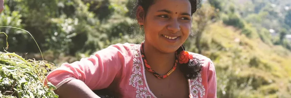 young girl smiling in Bhurti Gaun, Dailekh