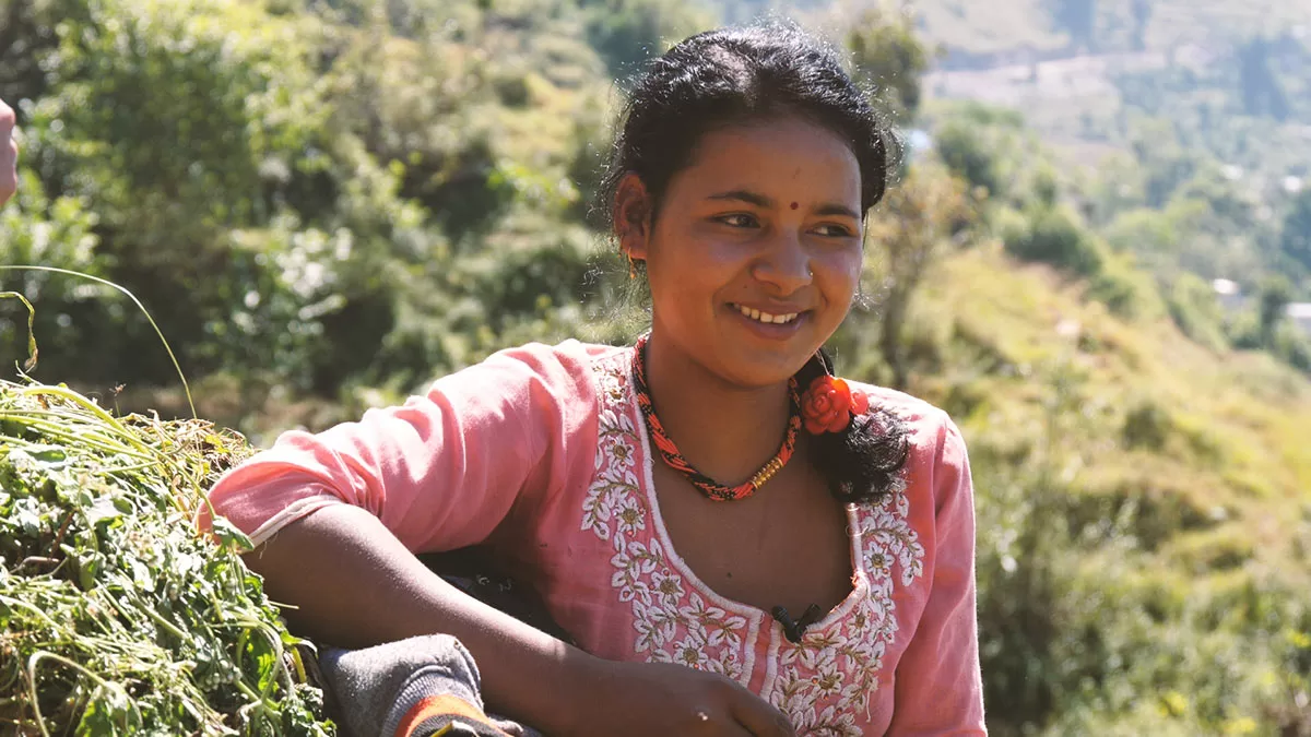 young girl smiling in Bhurti Gaun, Dailekh